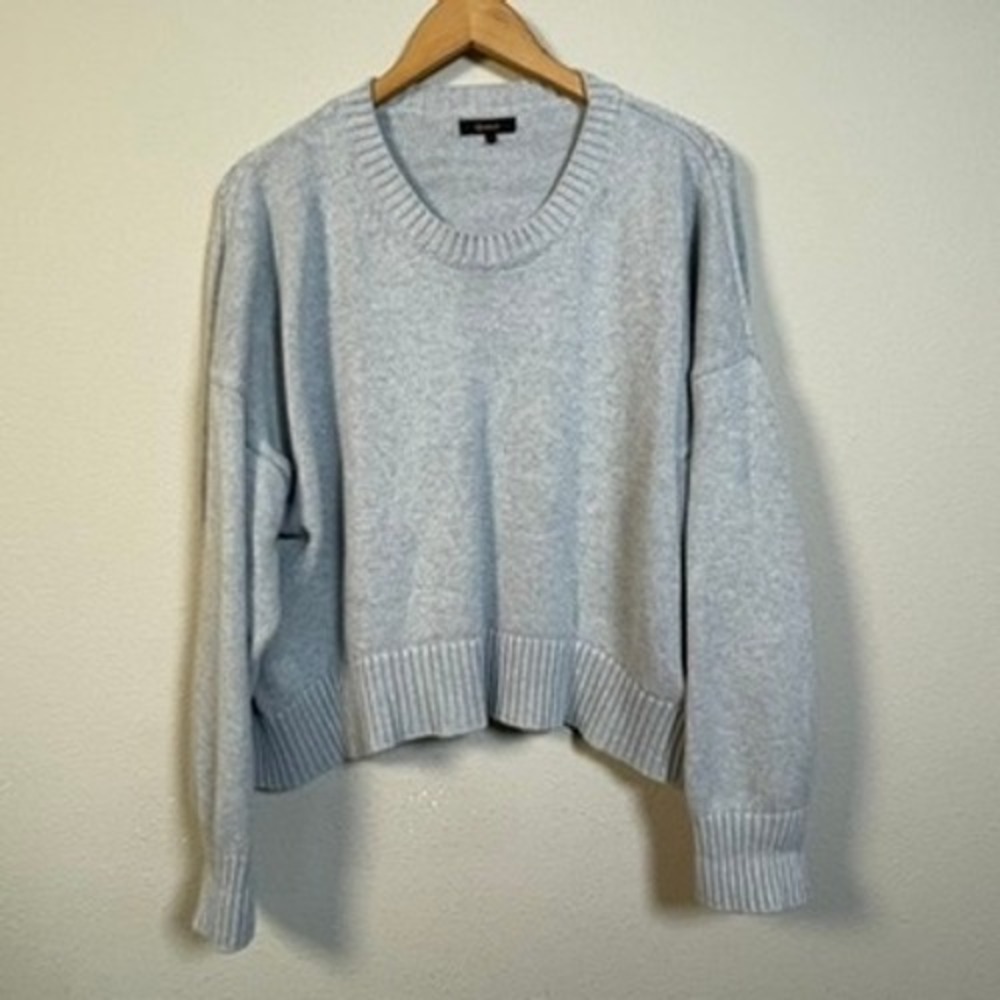 Quince Sweater Women L Boyfriend Gray Organic Cotton Crew Neck Long Sleeve Boxy